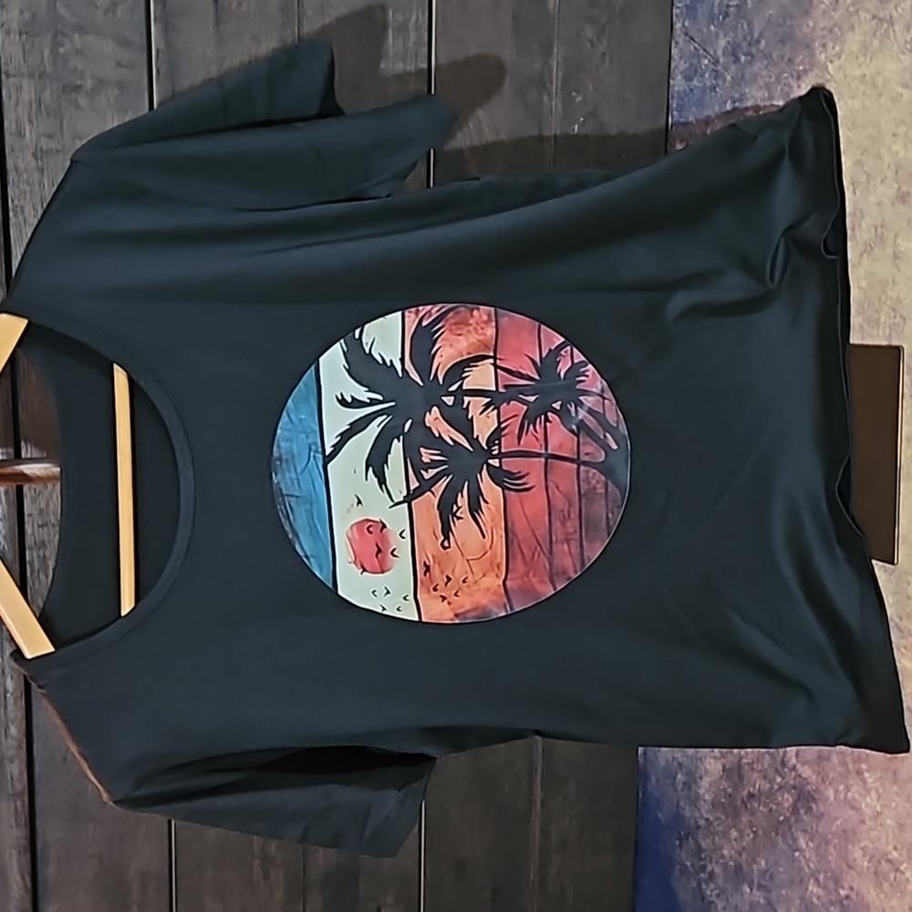 Black Tropical Sunset Graphic Tshirt